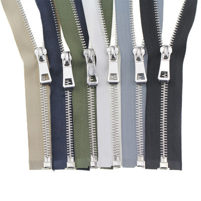 5號(hào)金屬拉鏈開口衣服外套羽絨服皮衣黑白色銅拉鏈開尾拉鎖頭配件